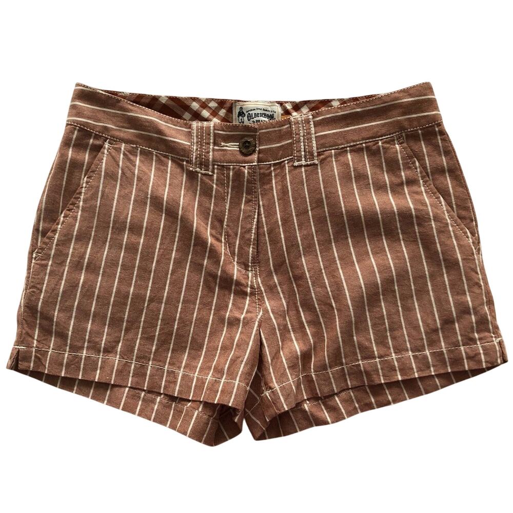 Red Pinstripe Shorts Olde School Brand Homespun Originals Rust White Size 0